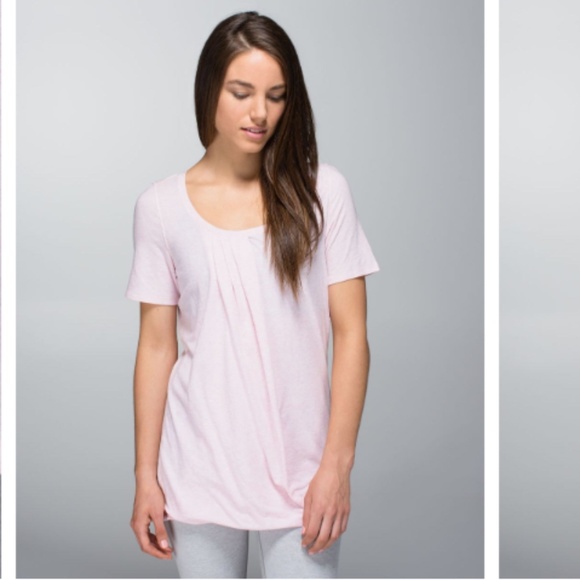 lululemon athletica Tops - Lululemon Twist Tee Heathered Barely Pink Top